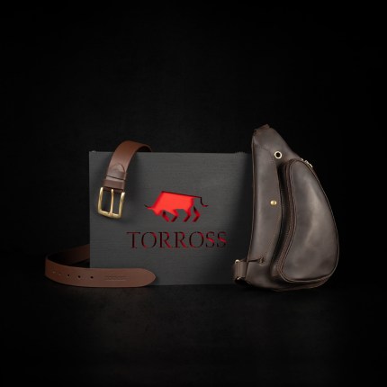 TORROSS™ Чоловіча бананка з натуральної шкіри коричневого кольору Fit Bag Brown