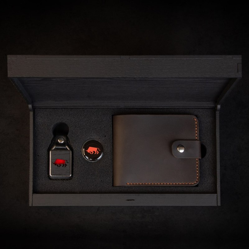 TORROSS™ Гаманець чоловічий з кнопкою з натуральної шкіри Bifold