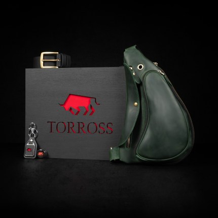 TORROSS™ Чоловіча бананка з натуральної шкіри зеленого кольору Fit Bag Green